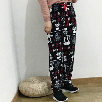 Mannen broek winter Coral fleece Verdikking Lange broek Heren lounge broek: Zwart / S