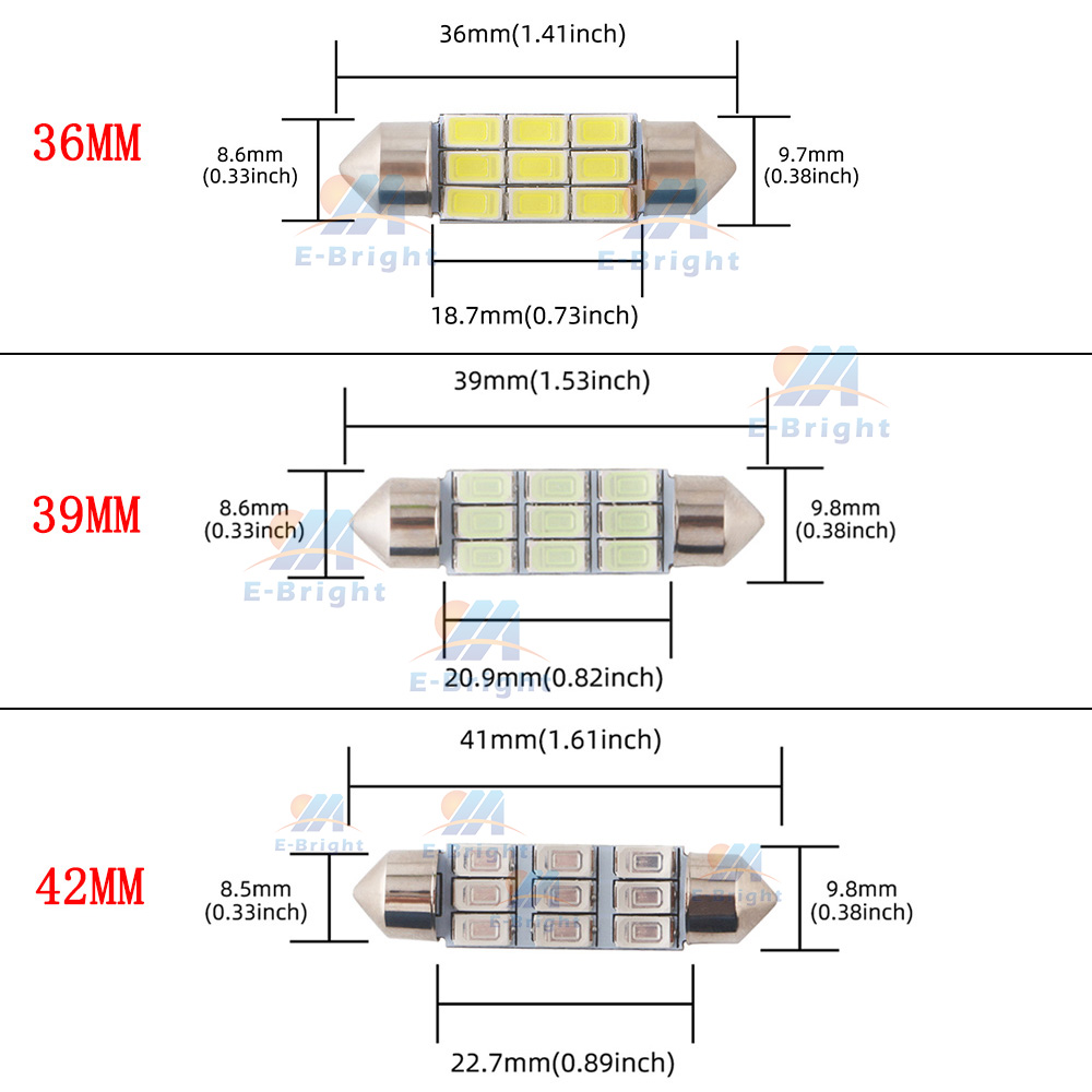 Bombilla de festón LED para coche, luz de lectura Canbus 5630 6 9 SMD, 12V, 31mm, 36mm, 39mm, 41mm, compartimento de equipaje, blanco, rojo, azul hielo, rosa, 2 uds.