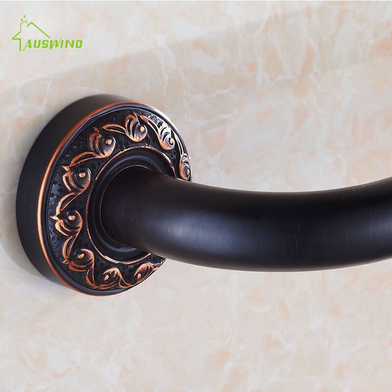 Bathtub Handrail Bathroom Tub Safety Grab Bar Black Antique Brass Carved Safety Handles Wall Mounted Bathroom Accessories 52cm