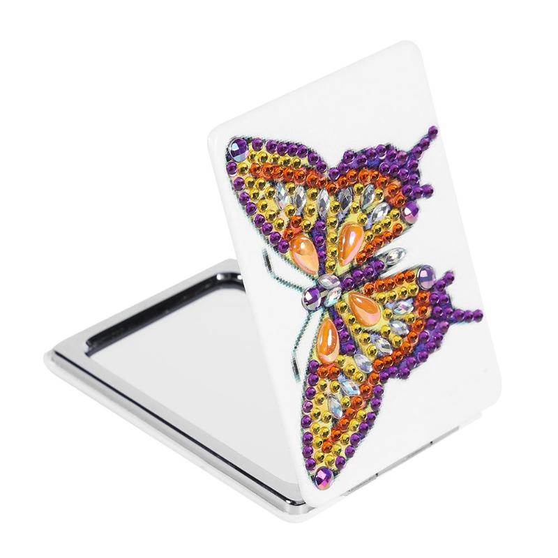 5D bricolage diamant peinture miroir Mini poche femmes fille maquillage miroir papillon strass diamant broderie miroirs