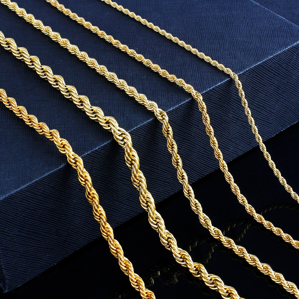 Rope Chain Necklace for Women Men Stainless Steel Twisted Necklace Jewelry 2/3/4/5/6/7 Width