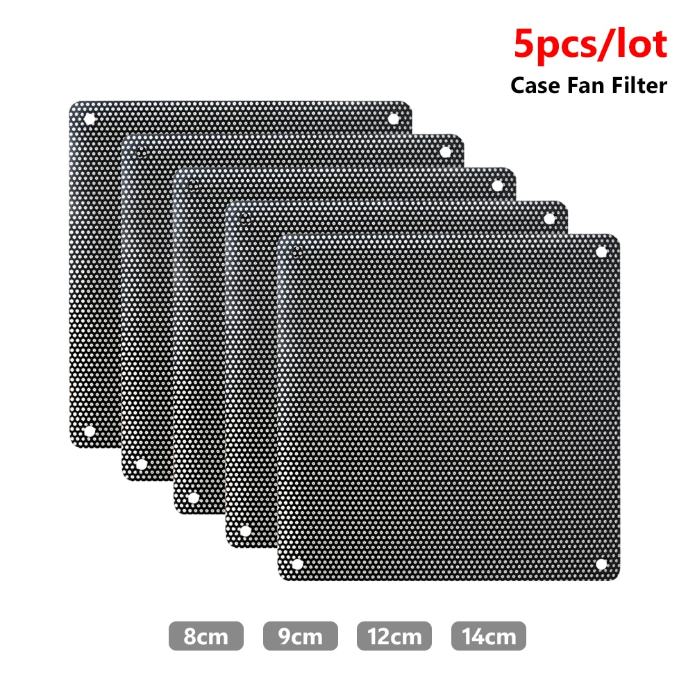 5Pcs 8Cm 9Cm 12Cm 14Cm Vierkante Fan Stoffilter Duurzaam Zwart Pvc Stofdicht Case Pc computer Mesh Cover Bescherm Je Computer