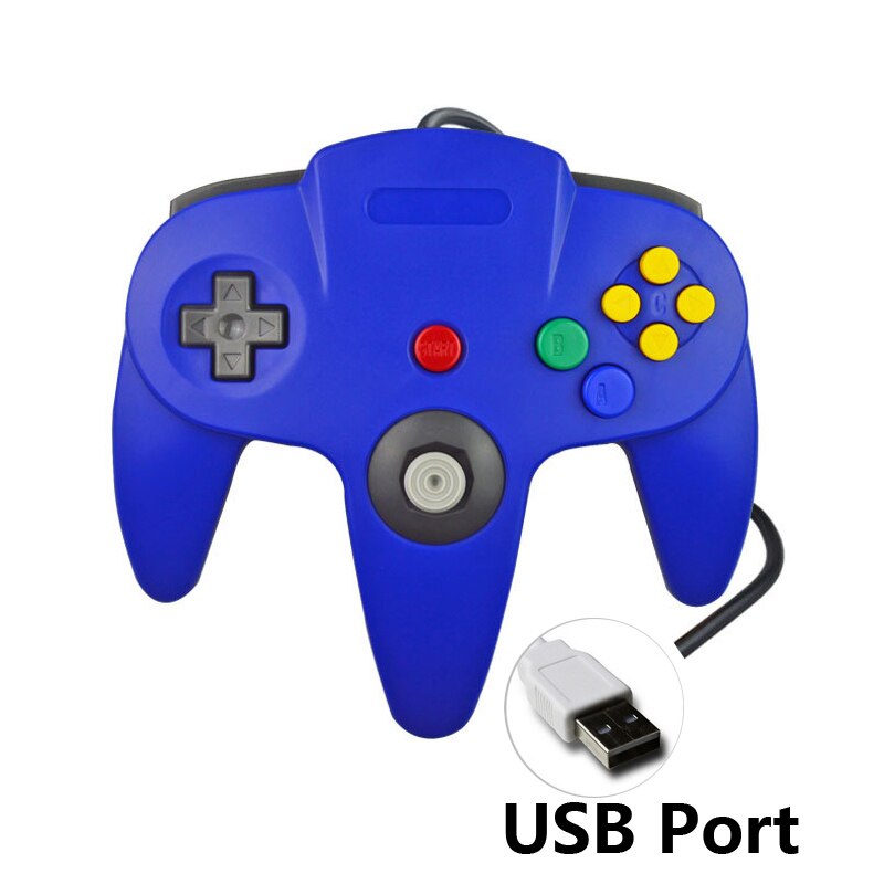 Mando con cable para GameCube, Accesorios para Nintendo N64 para PC, mando de ordenador: USB Blue