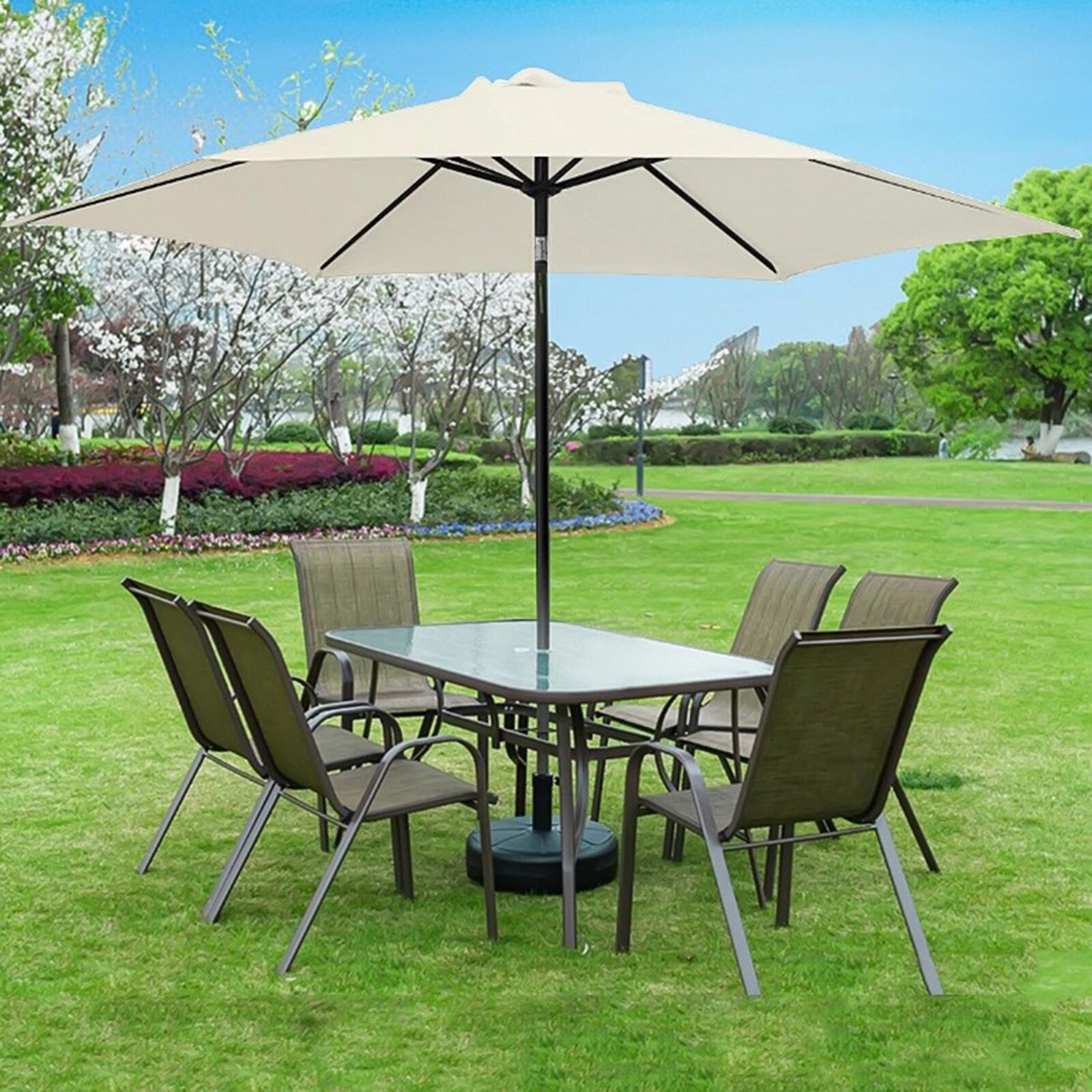 Patio Parasol Fabric Canopy Cover Heavy Duty Outdoor Patio Deck Umbrella Covers Replacement, UV Resistant: 3 meter fit 8 ribs