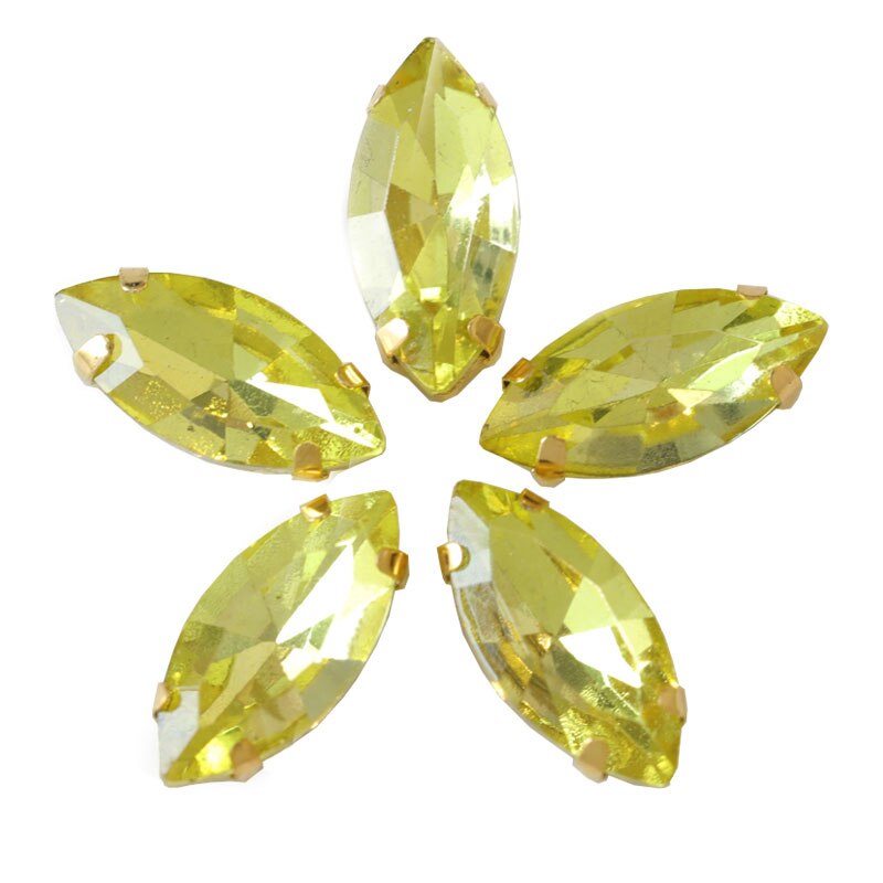 Paardenoog, veelkleurige kristal, naai-op strass-steentjes, navette, vele maten, naai-strass-steentjes met gouden klauw voor trouwjurk  e7073