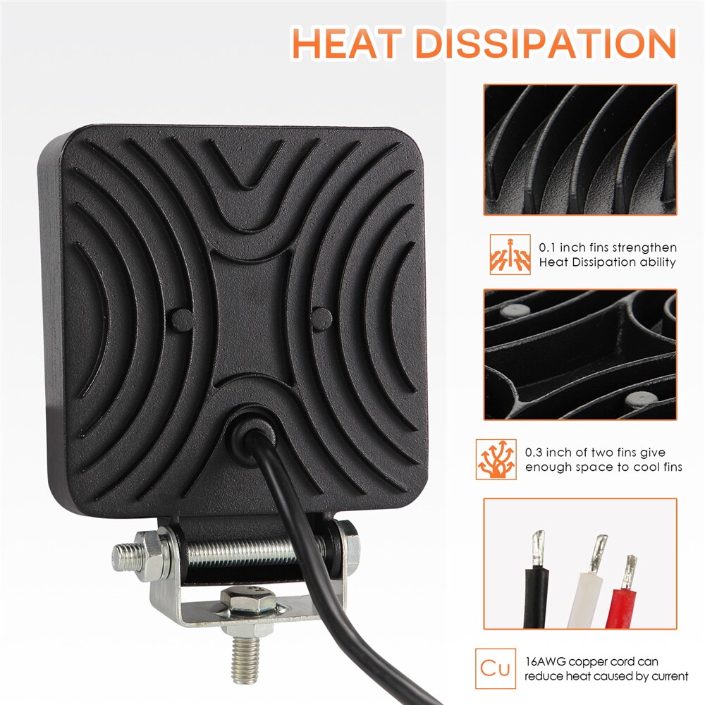 102W High Brightness Flood Light LED Truck Truck Driving Light Square Work Light Waterproof