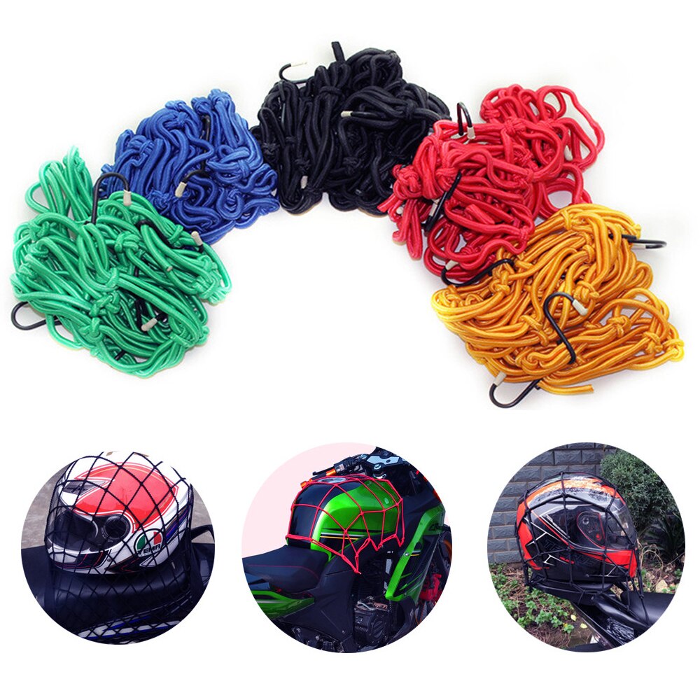 40X40Cm Bagagenet Motorhelm Mesh Opslag Motorhelm Bungee Bagage Compressie Ctorage Cargo Afwerking Netto 6 haken
