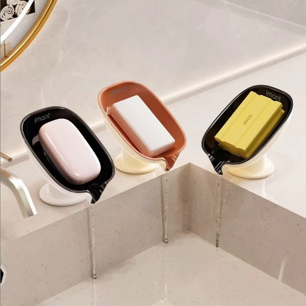 Self Draining Soap Dish Wall Mounted Bathroom Holder Portable Shower Shelf Organizer Non-Slip Bathtub Storage Accessories