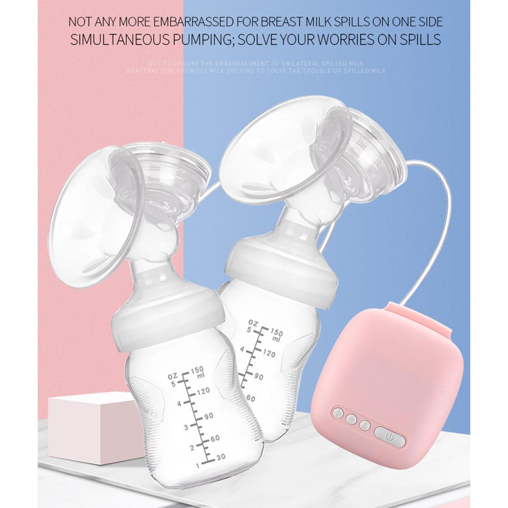 Electric Double Breast Pump Set with 2 Milk Bottles Baby Breastfeeding Assistant