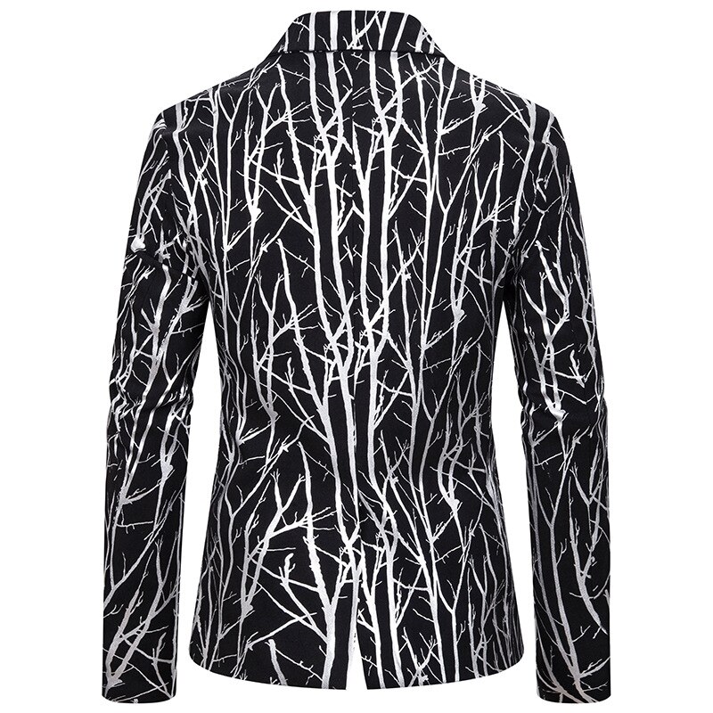 Mænd slim fit blazer skinnende sølv trægren print jakkesæt jakke dj club stage sanger tøj fest bryllup smoking blazer mænd