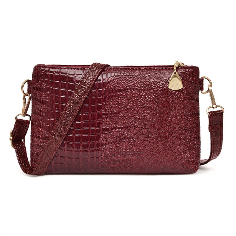 HTNBO Women Handbag Crocodile Pattern Shoulder Bag Small Tote Ladies Purse Bags For Women #F: Wine