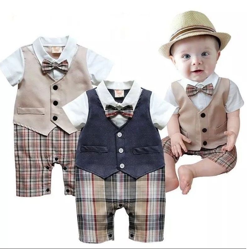 Neugeborenen STRAMPLER Baby Boy Kleidung Ein Stück Spielanzug Formale Herren Outfit