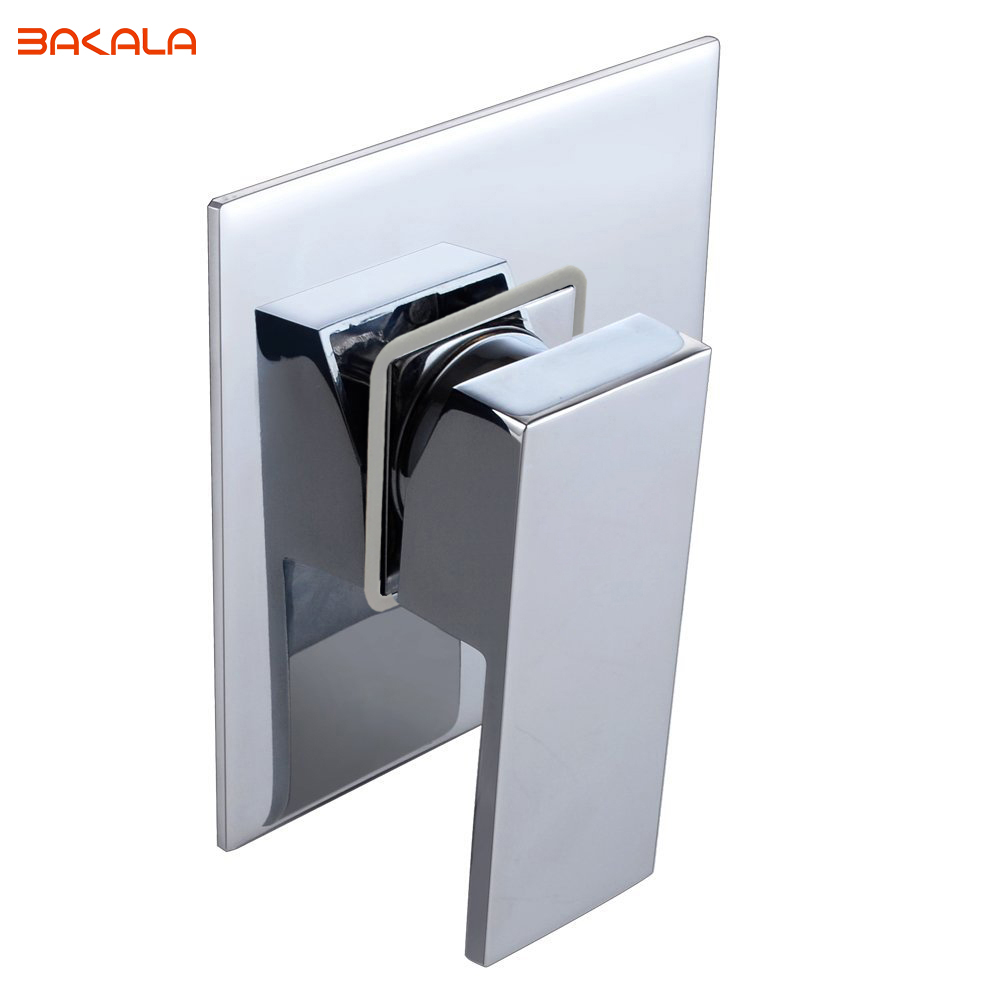 BAKALA BRASS Shower Faucet Body Valve and SOLID Stainless Steel Trim Square Concealed Replacement for Bathroom Showering System