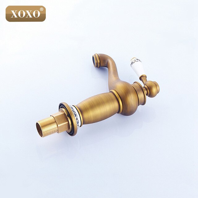 Xoxo retro enkelt håndtag /hul badeværelseshane blandingsbatteri med keramisk håndtag, krom antik sort guld finish 50045bt