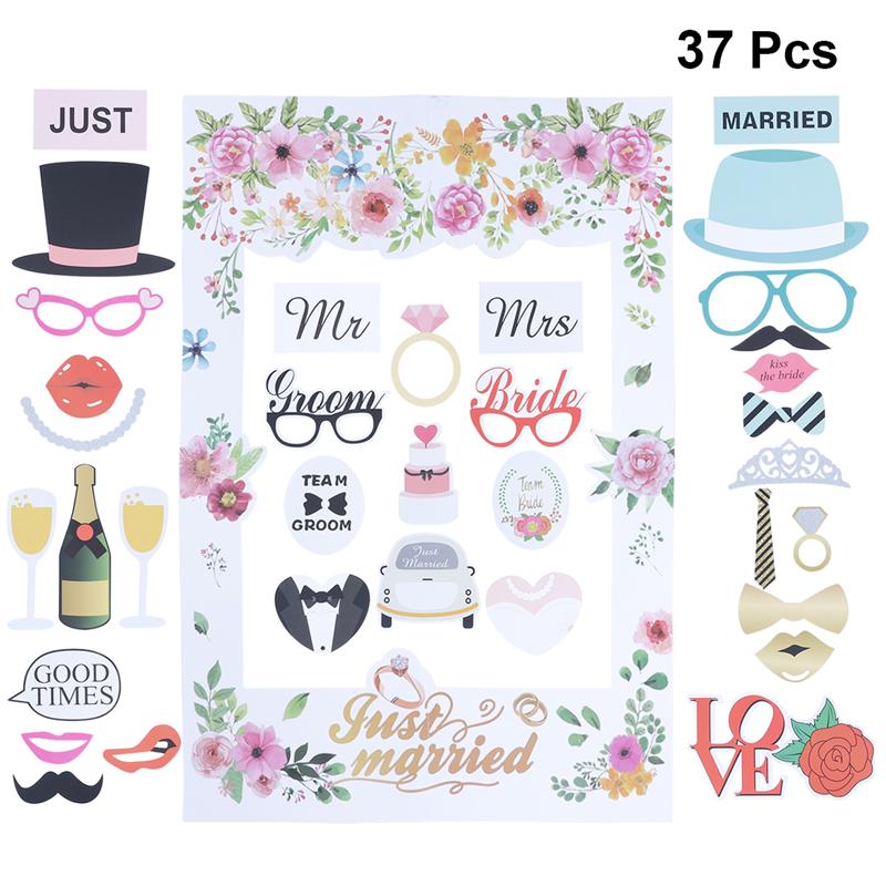 Wedding Flower Photobooth Props 1Pc Paper Photo Frame Romantic Party Favor For Beach Seaside Wedding Party: 37pcs