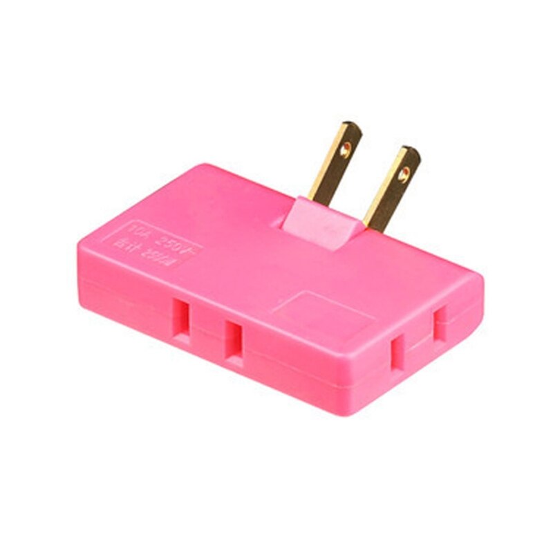 2-Prong Draaibare Socket Converter 180 Graden Extension Plug Adapter Opvouwbare Amerikaanse Stekker Adapter 3 Manier Stopcontact Extender b03E: pink
