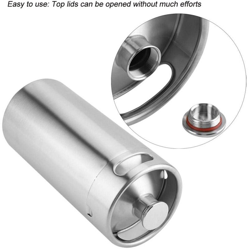 Barril de cerveza casera de acero inoxidable de estilo Mini barril portátil con cubierta de barril de cerveza artesanal para suministros de Hotel para el hogar (3.6L)