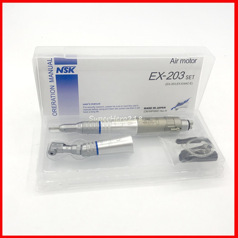 Dental nsk låghastighetshandstycke polering mikromotor vinkelrät luftmotor ex -203 kit 2 4 hål