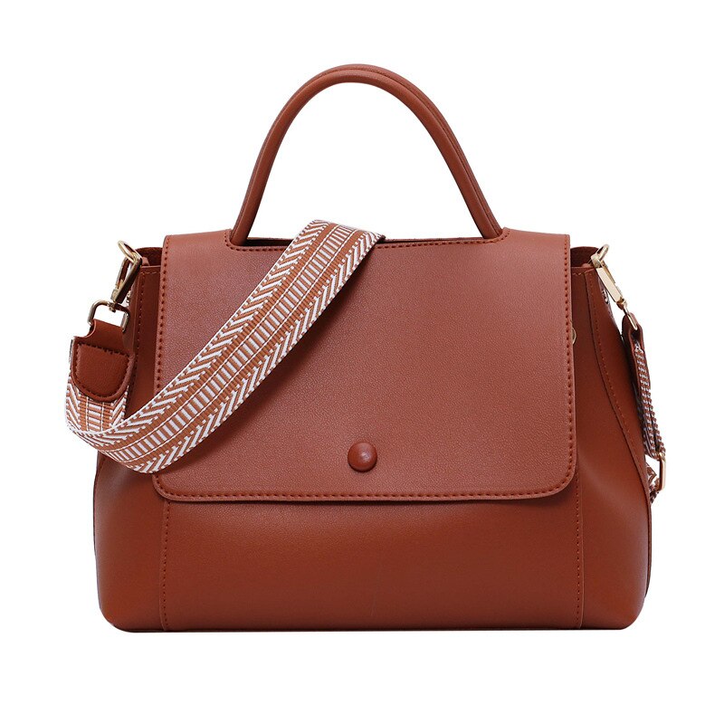 Simply PU Leather Crossbody Bag For Women winter Solid Color Shoulder Messenger Bag Lady Chain Travel Small Handbag: Brown