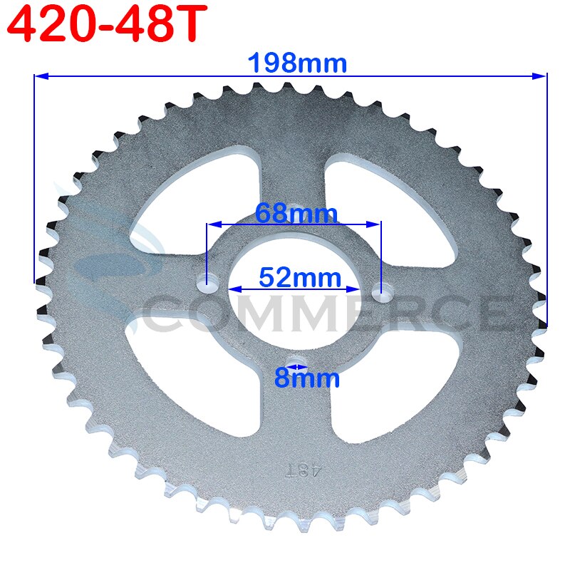 420/428 Chains 31T/37T/41T/48T 52mm Sprockets Rear Back Sprocket Cog fit for motorcycle ATV quad Dirt Pit Bike moped Accessories: 420-48T