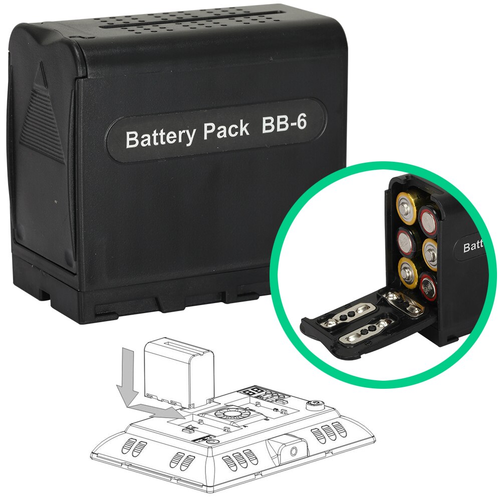 BB-6 6 stks AA Batterij Case Pack Batterij Houder Power als NP-F Serie Batterij voor LED Video Light Panel/ monitor