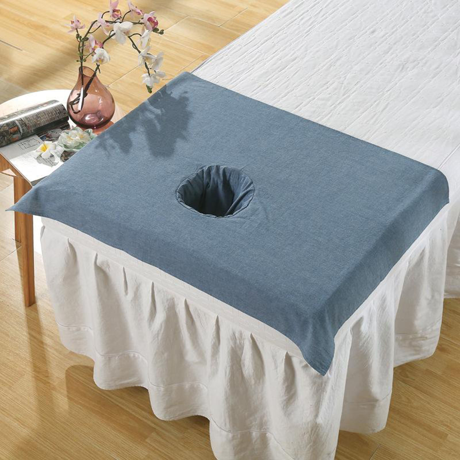 Comfortabele Puur Katoen Spa Half Massage Tafel Laken Ademend Cosmetische Schoonheidssalon Bed Gezicht Gat Handdoek 50x70cm: Navy Blue