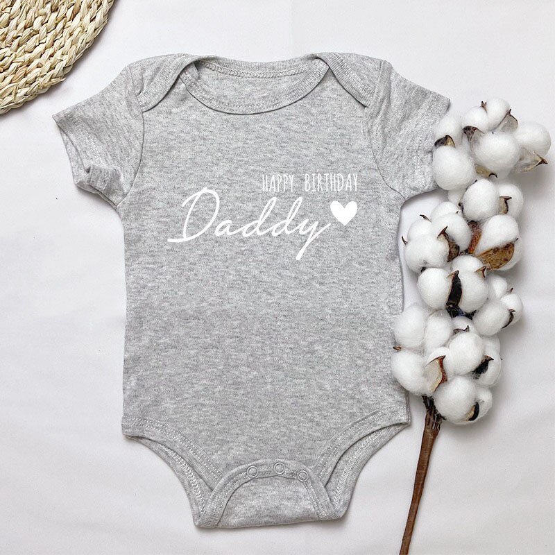 Gelukkige Verjaardag Daddy Letters Print Baby Bodysuit Baby Groeien Voor Baby Peuter Jongens Meisje 100% Katoen Romper Jumpsuit: Gray 02 / 18-24M