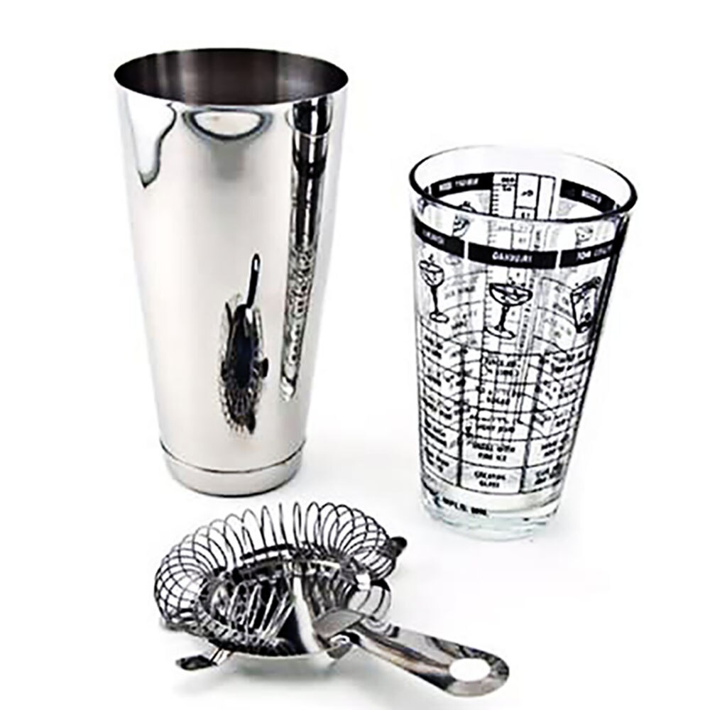 DEOUNY 3 uds batidora Boston de cristal de plata de agitador de coctel barman Kit con filtro de Casa 700/400ML juego de accesorios de Bar: 3Pcs