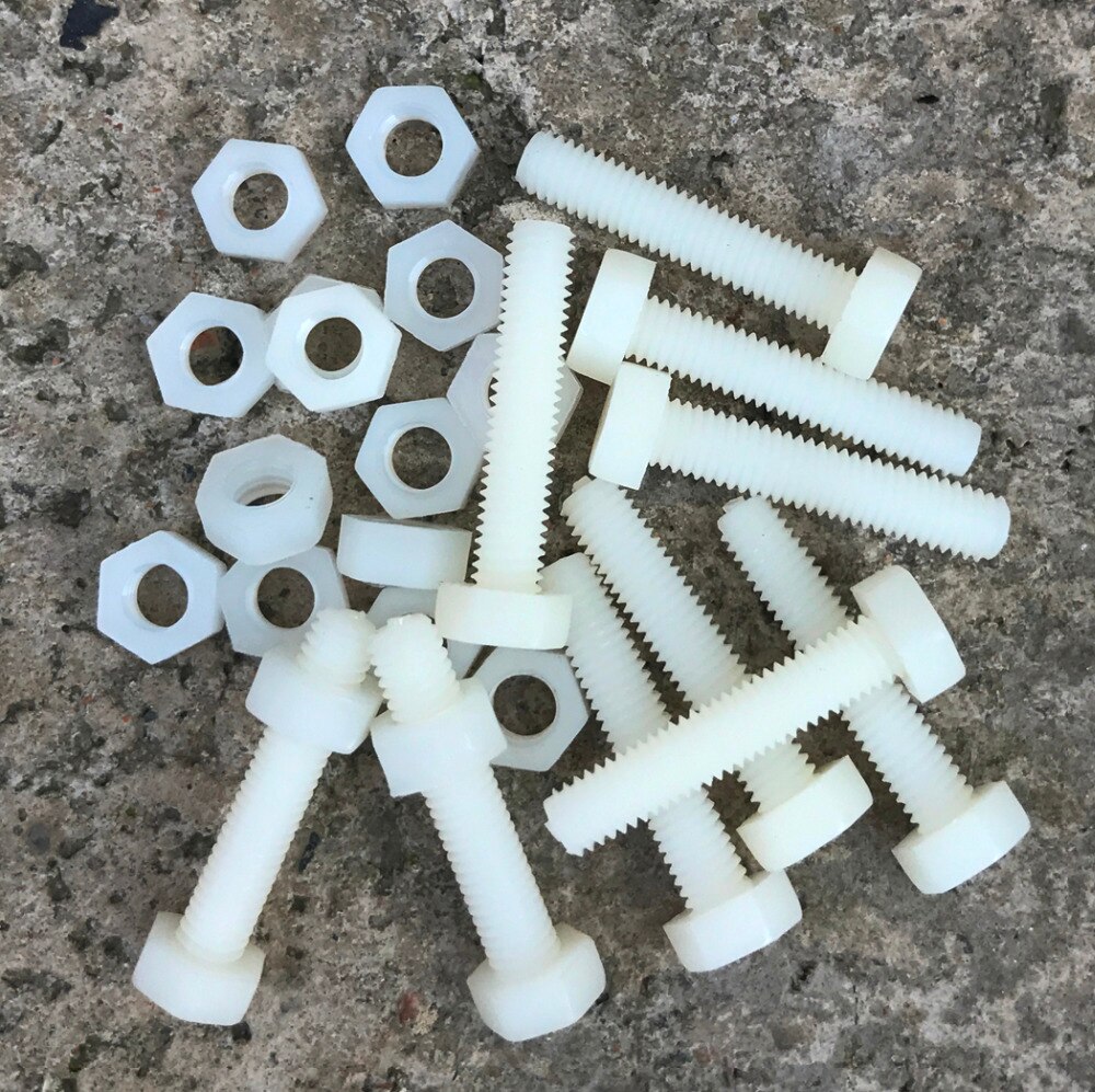 White M8 Stand-off Nylon Screws Bolt &amp; Nuts Set Kit Box Plastic Accessories Assortment Kit-20PCS