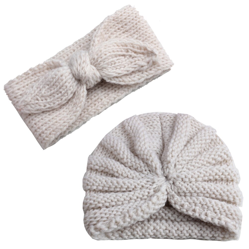 Baby Jongen Meisje Winter Warm Gebreide Boog knoop Hoofdband Leuke Beanie Tulband Hoed Kids Peuter Cap 0-5T rood Zwart Roze