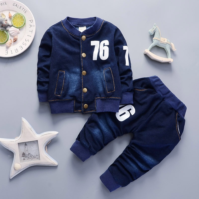 Zwy 280 børn drenge tøjsæt forår efterår denim jakke+bukser 2 stk børn sport dragt små drenge tøj