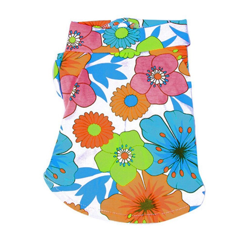 Hond Lente Zomer Gedrukt Strand Overhemd Hond Casual Reizen Kleding Bloemen Korte Mouw Shirts: WHITE / M