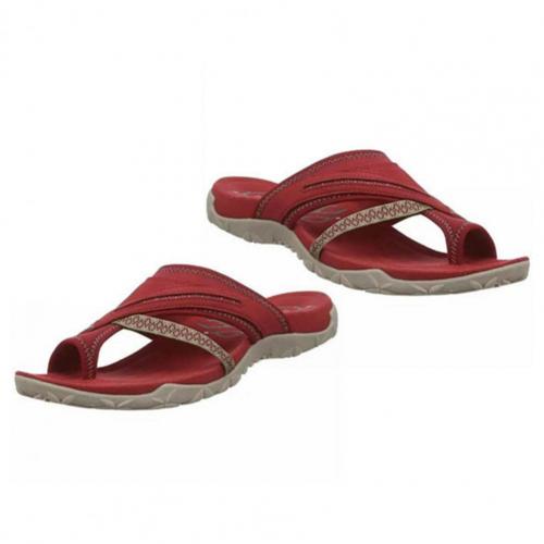 1 Pair Women Flip Flops Casual Anti-slip Rubber T-Strap Open Toe Comfort Sandals for Beach: Red / 38