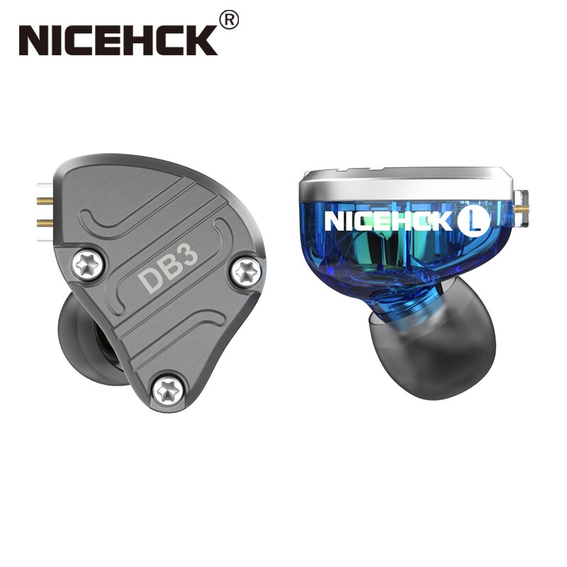 Nicehck fone de ouvido para corrida db3 2dd + 1ba, fone de ouvido híbrido de 3 unidades principais, para monitorar corrida e esporte, fone de ouvido earbud, headset hi-fi iem 2020 dj 2pin nx7 x49