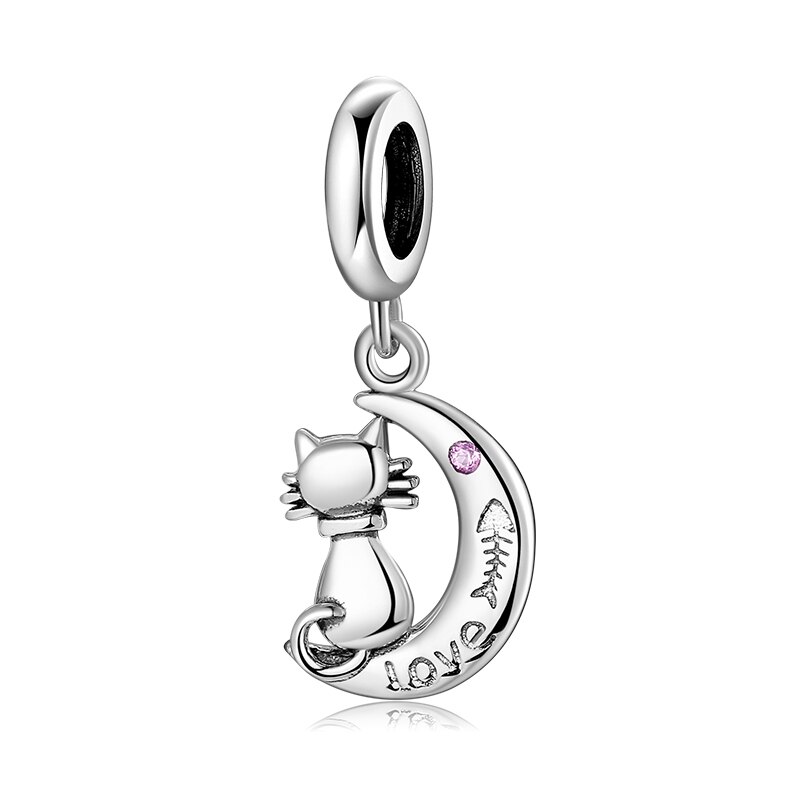 925 Ciondolo in Argento Sterling Amo pesce Bella del gattino del Gatto di Fascino Monili Che Fanno fit Originale Europeo di Fascino DIY Del Braccialetto Della Collana: PD0165