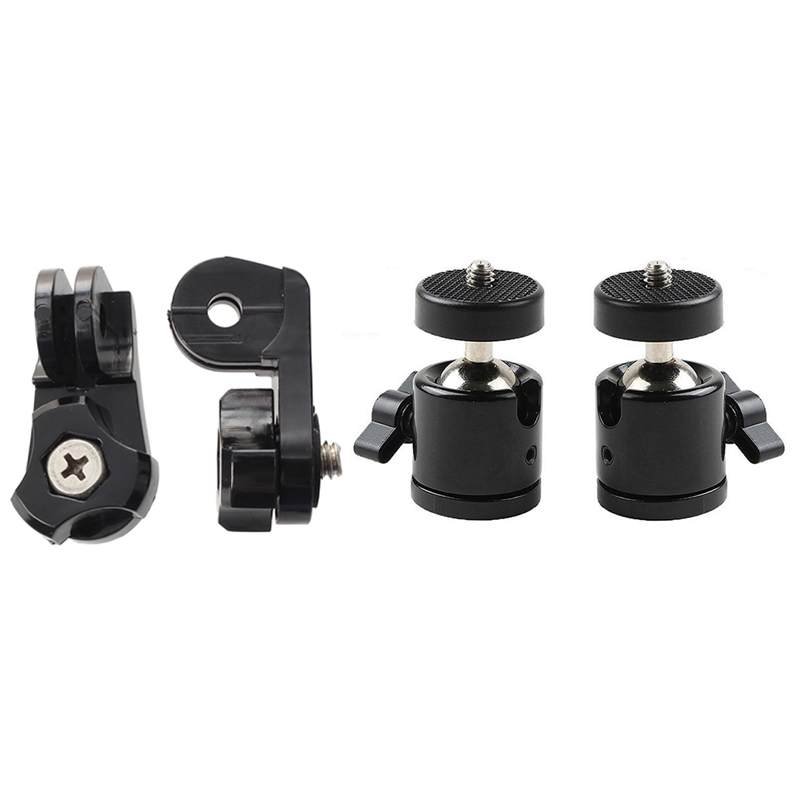 2 Pcs 1/4 Inch Mini Tripod Ball Head Bracket Holder Mount Ballhead for DSLR Camera & 2 Pcs 2 in 1 Connecting Converting Bridge A