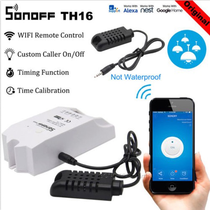 Sonoff TH16 Smart Wifi Schakelaar Monitoring Temperatuur Vochtigheid Smart Switch Domotica Kit Werkt voor Alexa Google Thuis