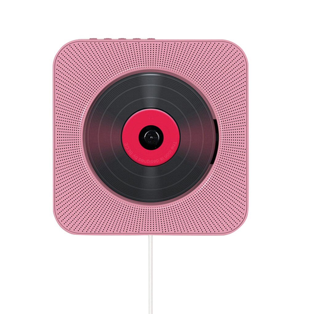 Cd player de parede com som surround, rádio fm, bluetooth, usb, mp3 player, música portátil, alto-falante estéreo para casa: Pink