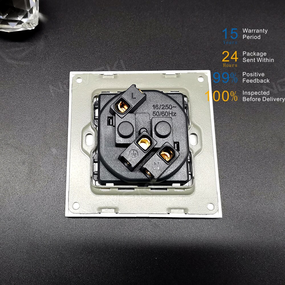 Novski pop socket frans stopcontact , eu 16a stopcontact voor elektrische franse stekker 110-250v,  wit, zwart, goud , 86*86mm