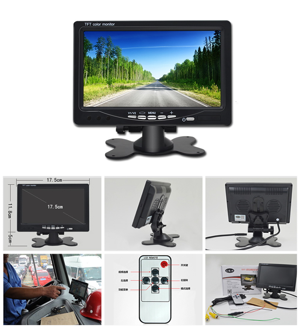 Monitor LCD digital de 7 pulgadas para automóvil cámara de visión para automóvil alta definición, ideal para pantalla de DVD, para RV Truck Bus sistema de asistencia para aparcamiento