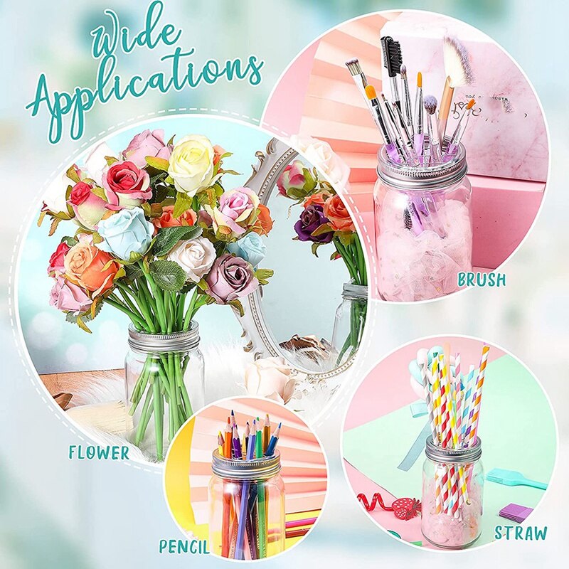 Praktische 20 Pcs Mason Bloem Pot Deksel Bloem Deksel Ingebed Mason Mesh Bloem Cover Bloem Ingebracht In Deksel Regelmatige Mond mason J