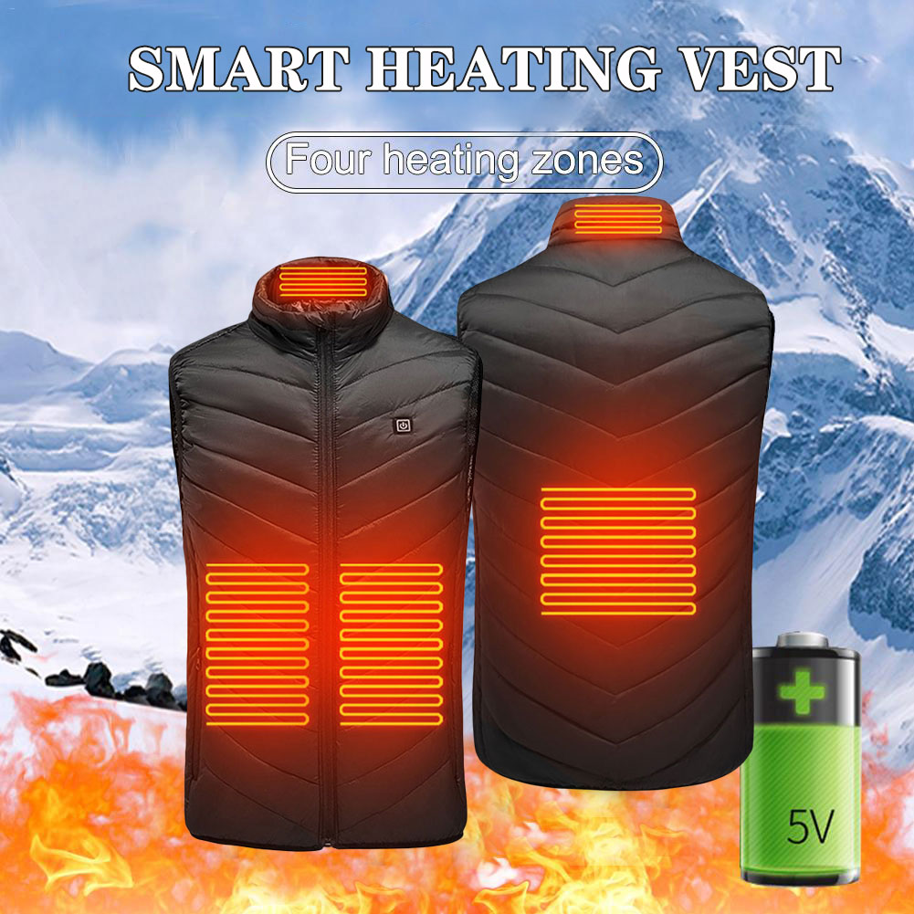 Verwarming Vest Wasbaar Usb Opladen Verwarming Warm Jacket Coat Vier Verwarming Zone Winter Outdoor Camping Wandelen Golf Zonder Batterij