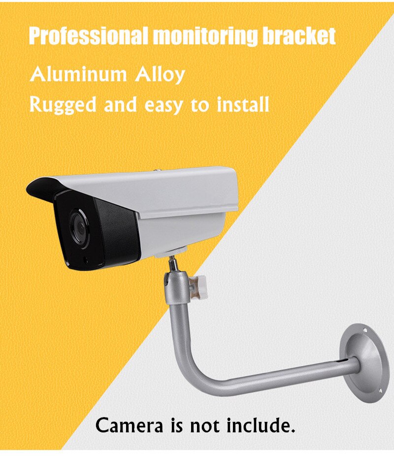 Silver Aluminum L Shape Adjustable CCTV Camera Wall Mount Ceiling Bracket Installation Arm 230mm