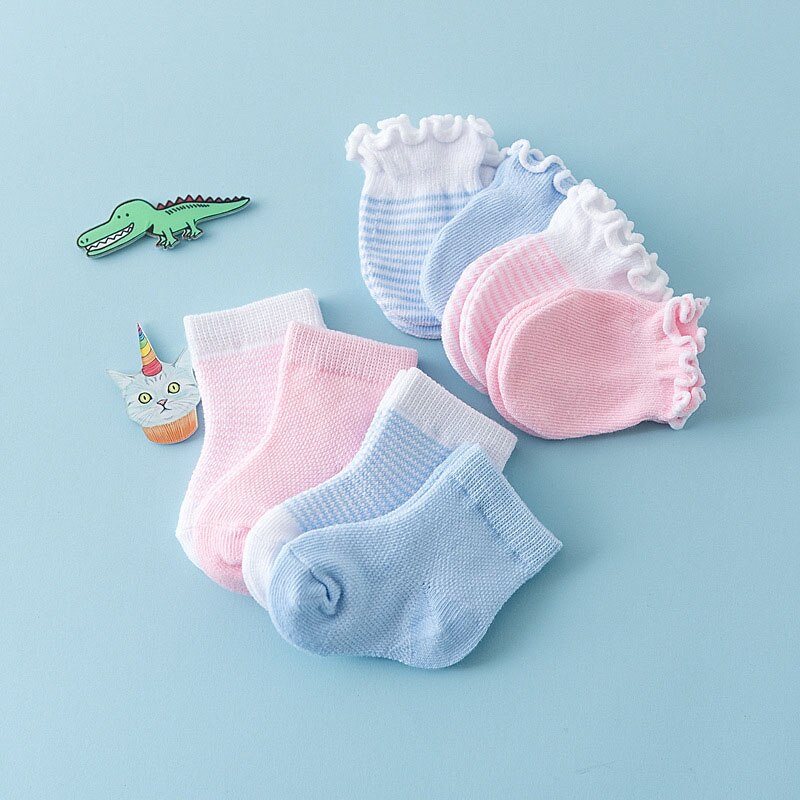 4 Paare freundlicher freundlicher Baby Neugeborenen Socken Handschuhe Anti-kratzen Atmungs Elastizität NSV775