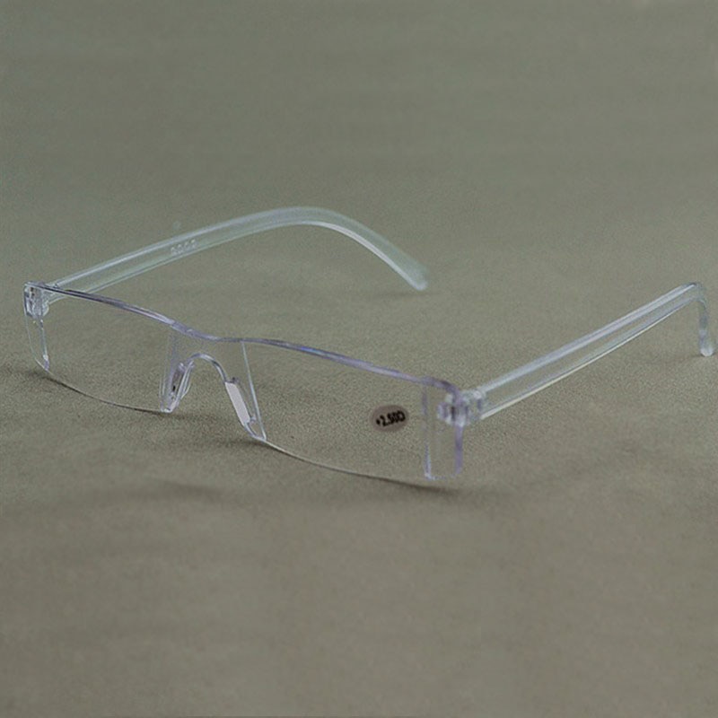 Mænd kvinder klare kantløse læsebriller harpiks presbyopi læser briller plast ramme gafas 1.0 2.0 to 4.0 005