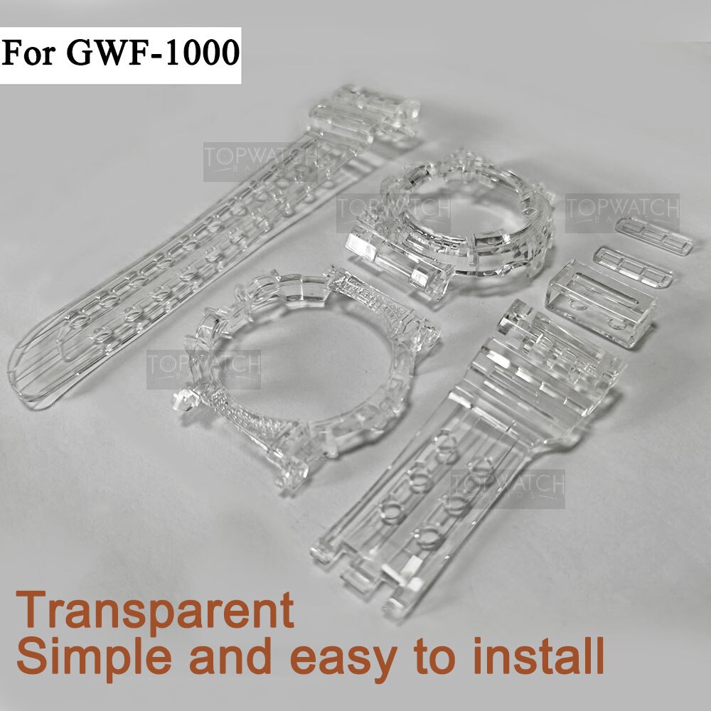 Voor GWF-1000 Band Rubber Horlogeband Ijs Transparant Siliconen Horloge Bands En Case Cover Waterdichte Sport Horlogebanden Met Gereedschap