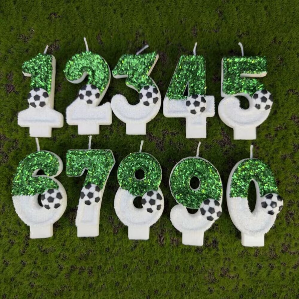 1PC Happy Birthday Football Candles Cake Soccer Candles Number 0-9 Digital Candle Party Wedding Cake Candle Party Cakes Deco