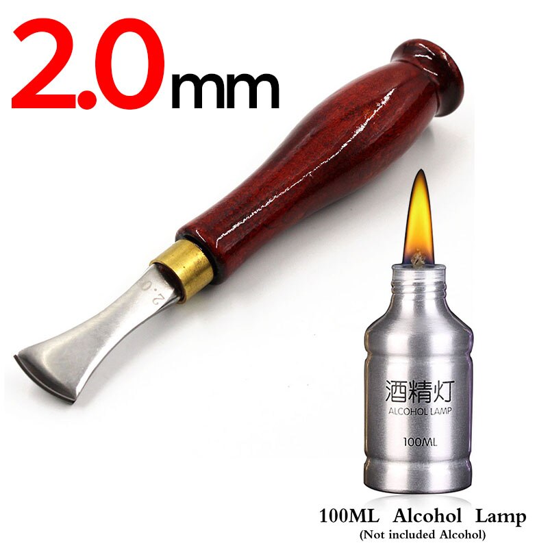 1.0-2.5Mm Lederen Rand Rillen Tool Rvs Blade Ondiepe Markering Randen Druk Line Tool Groove Druk Lijn gereedschap: 2.0mm  Alcohol lamp