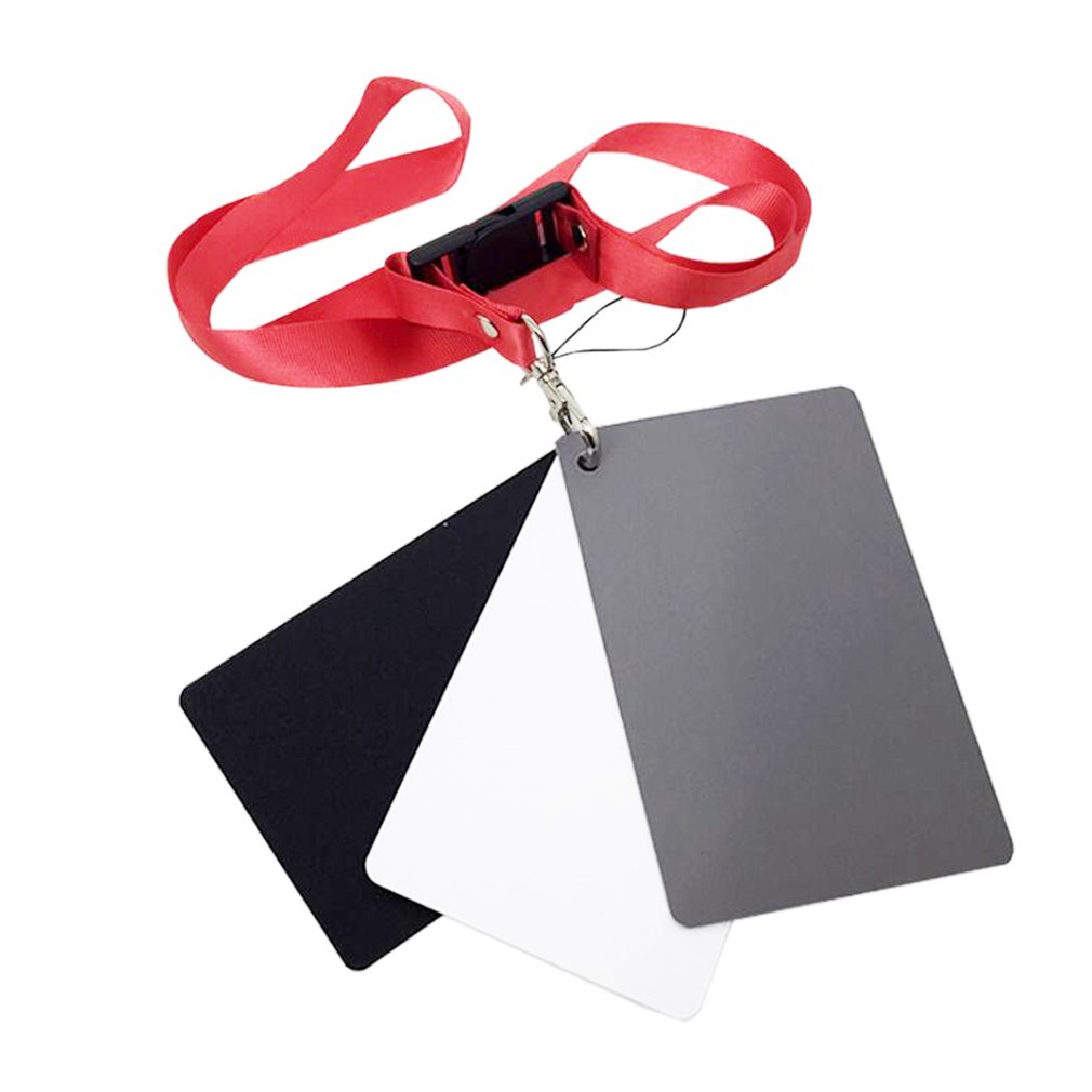 3 in 1 White Black Grey Balance Cards 18 Degree Gray Card S Size with Neck Strap Photography Accessories for Digital Cameras