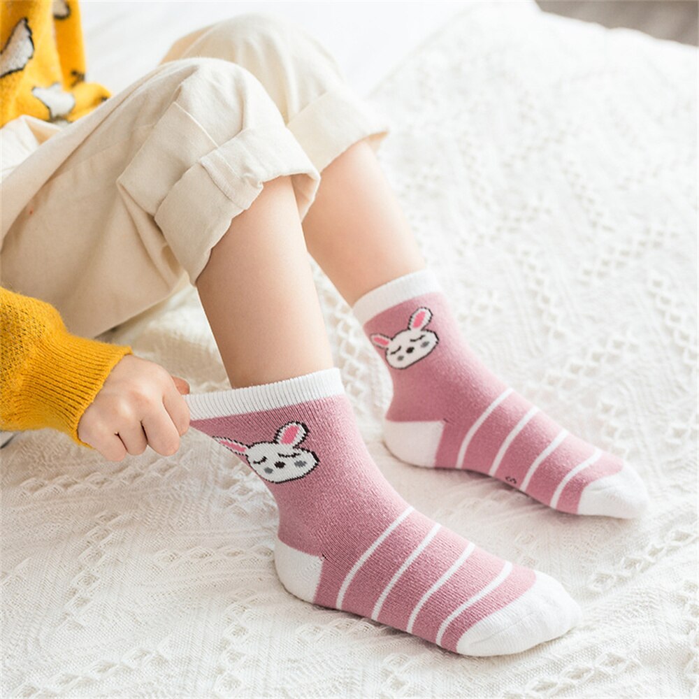 5pairs/set Cartoon Baby Socks Thicken Soft Warm for Baby Kids Children Girls Boys Autumn Winter Breathable Cotton Socks